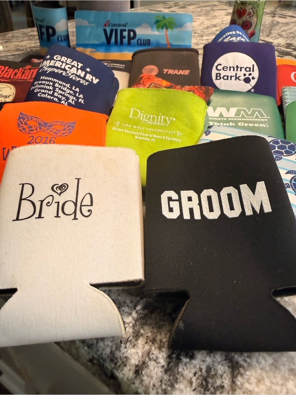 Bride & Groom + 24 random Can Koozies (Used)